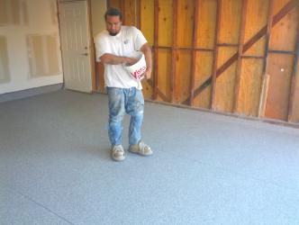 Applying the first coat.